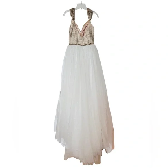 Vienna Prom Damaged Elegant Ivory and Gold Formal Prom | Wedding Gown - Picture 8 of 16